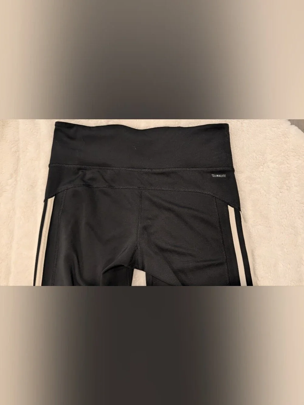adidas Black Leggings with White Side Stripes